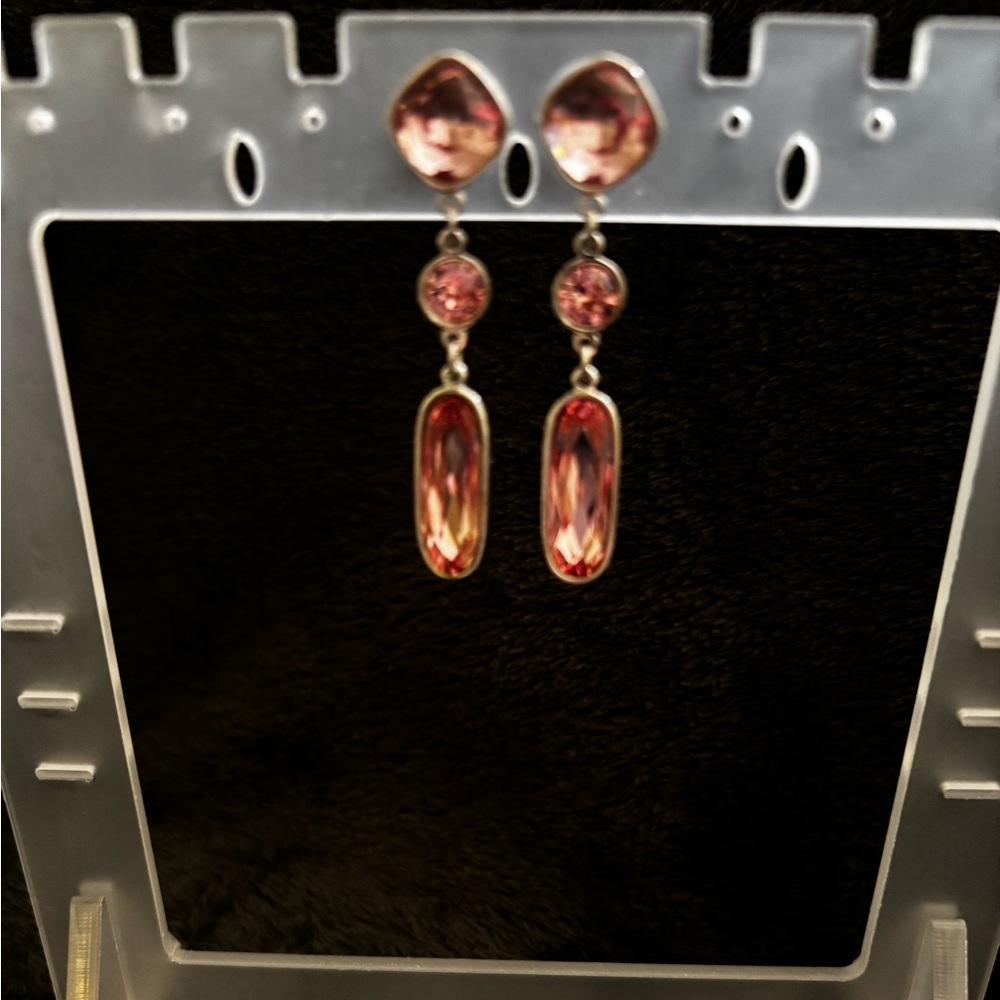 Elegant Pink Drop Earrings with Crystal Accents